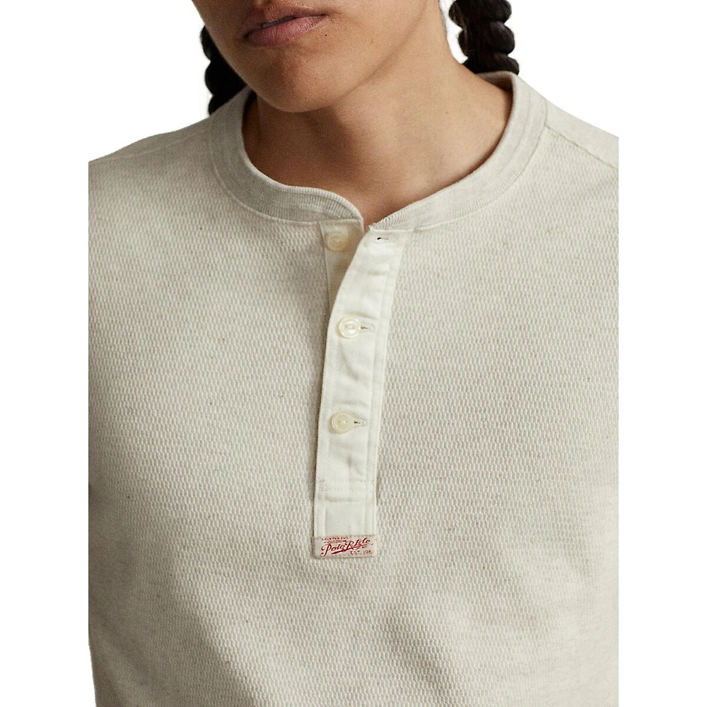 Waffle-Knit Henley Shirt