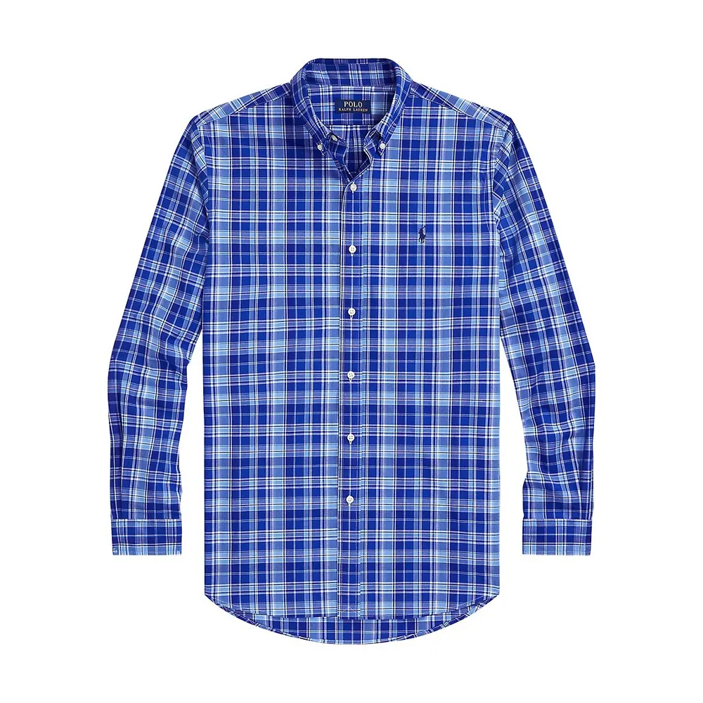 Classic-Fit Gingham Stretch-Poplin Shirt