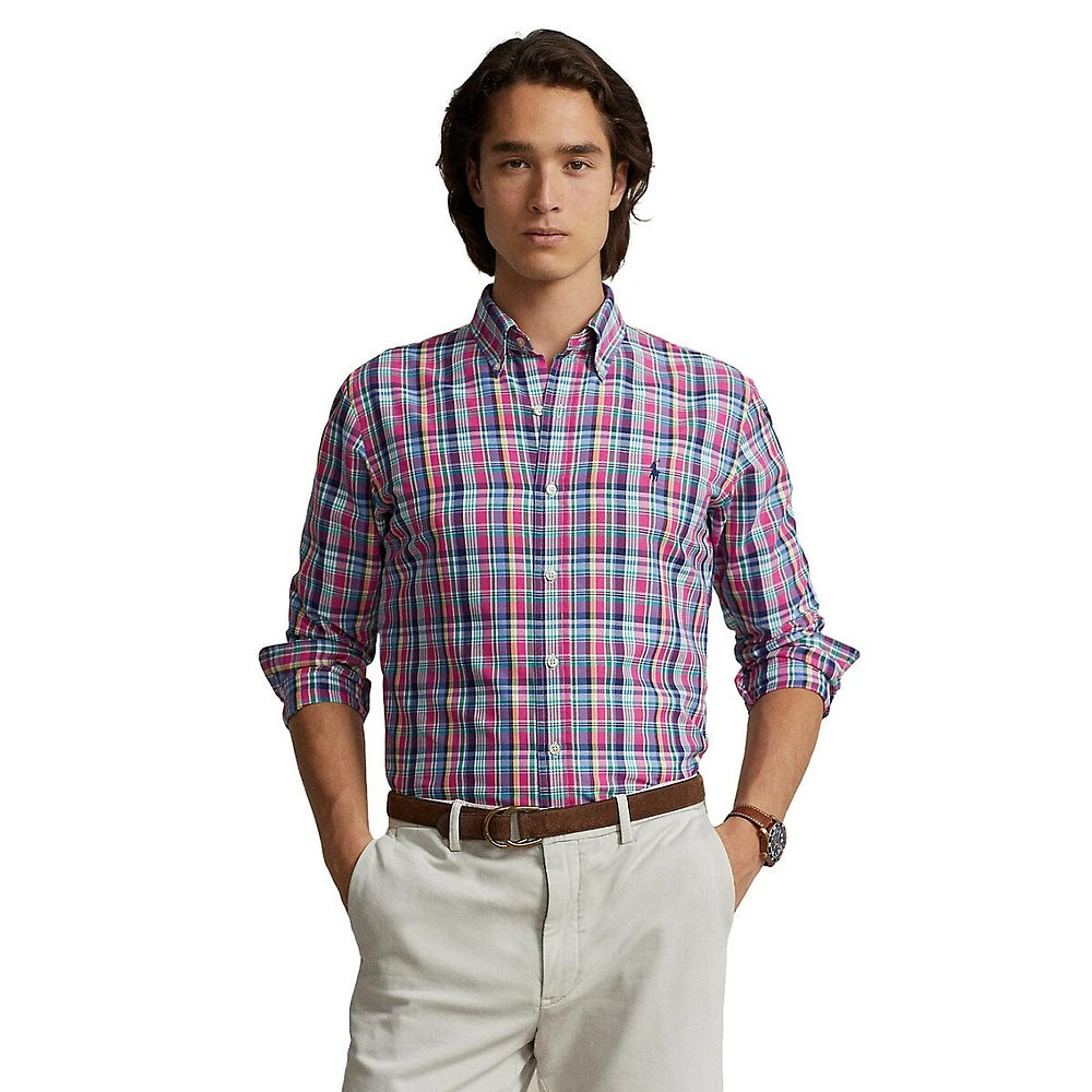 Classic-Fit Plaid Performance Shirt