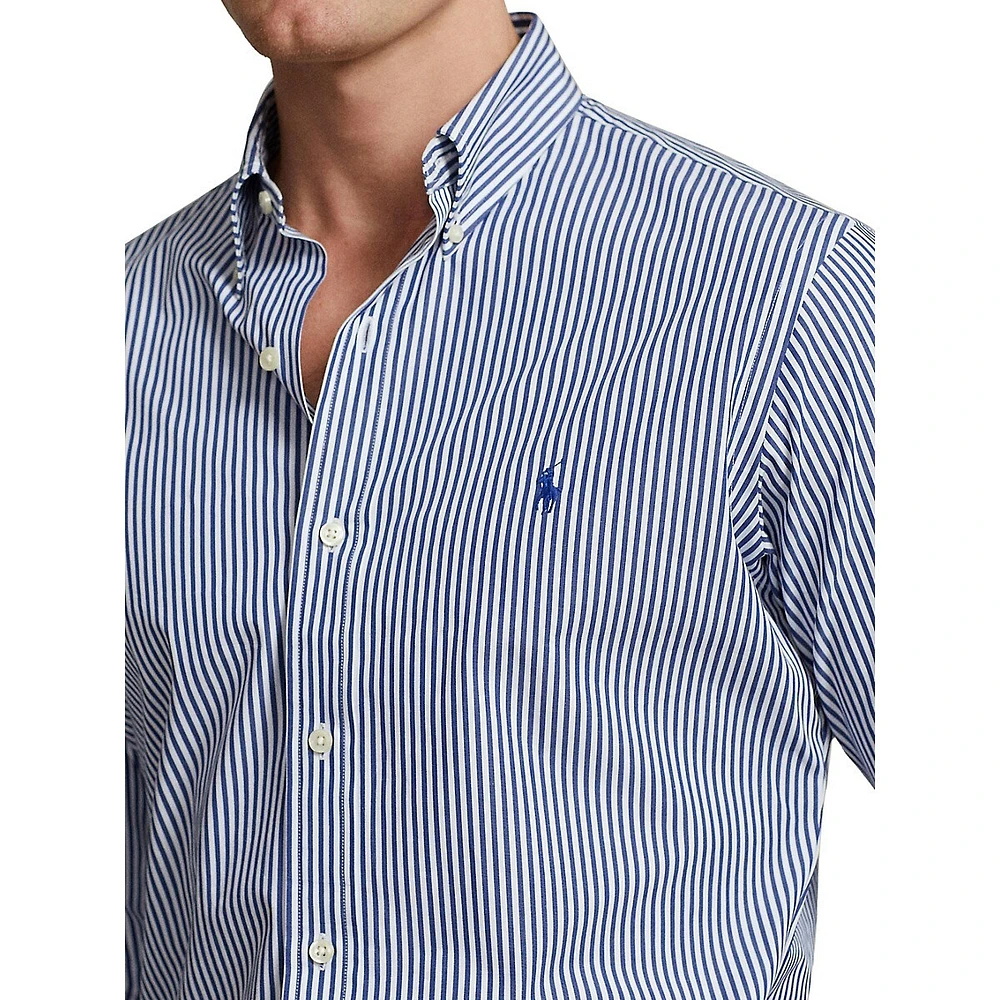 Classic-Fit Striped Stretch Poplin Shirt