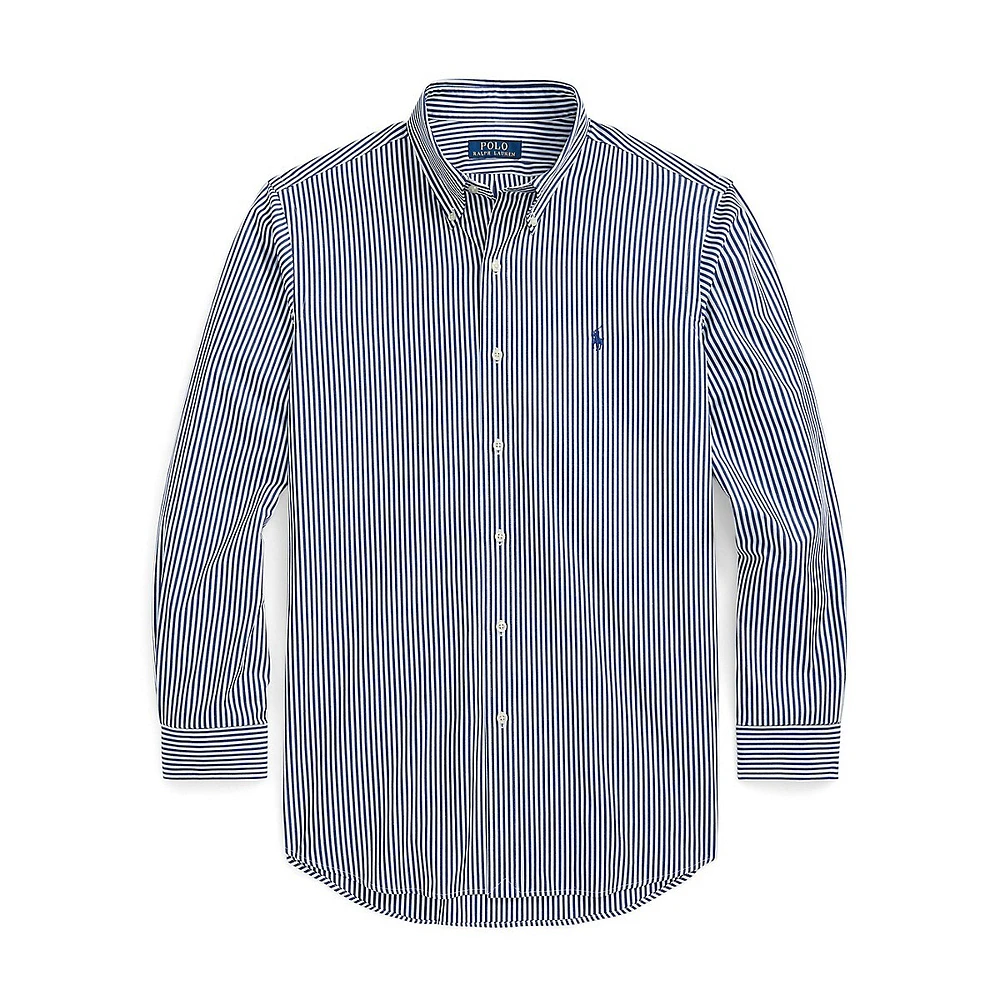 Classic-Fit Striped Stretch Poplin Shirt