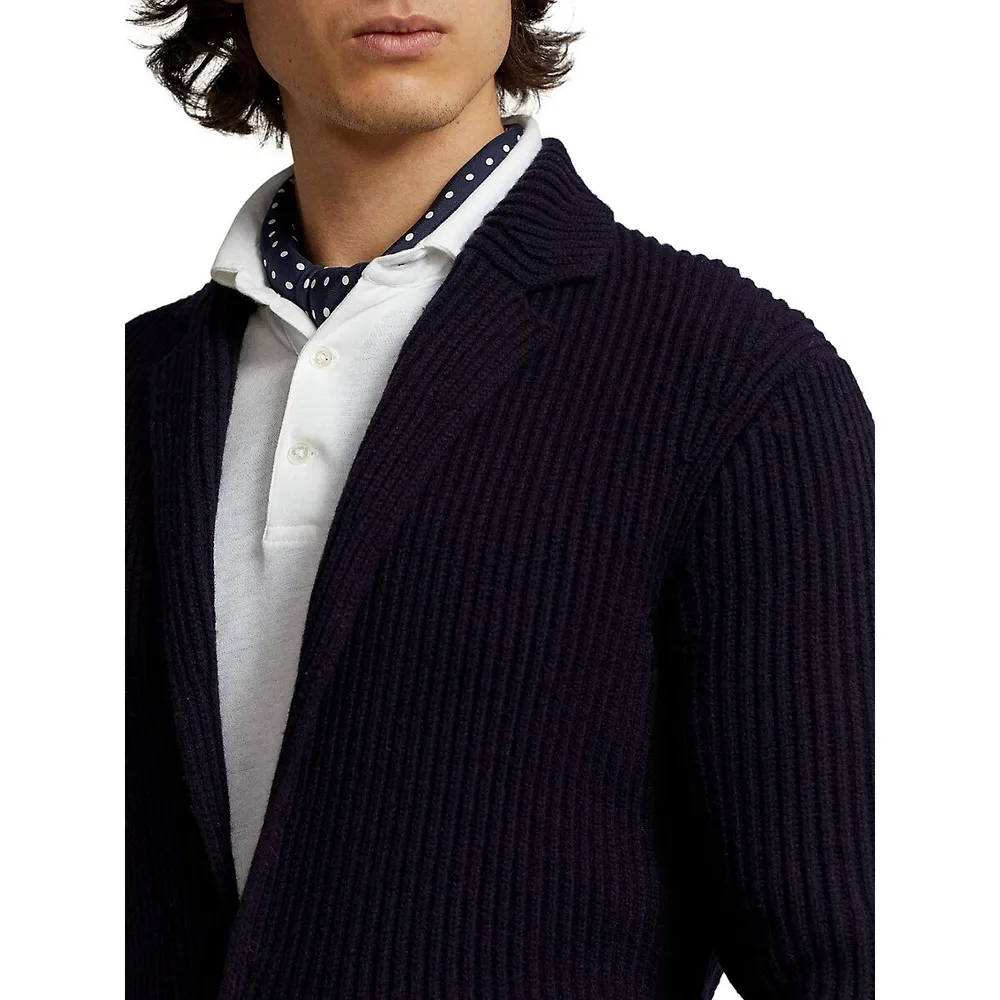 Wool-Blend Blazer Cardigan