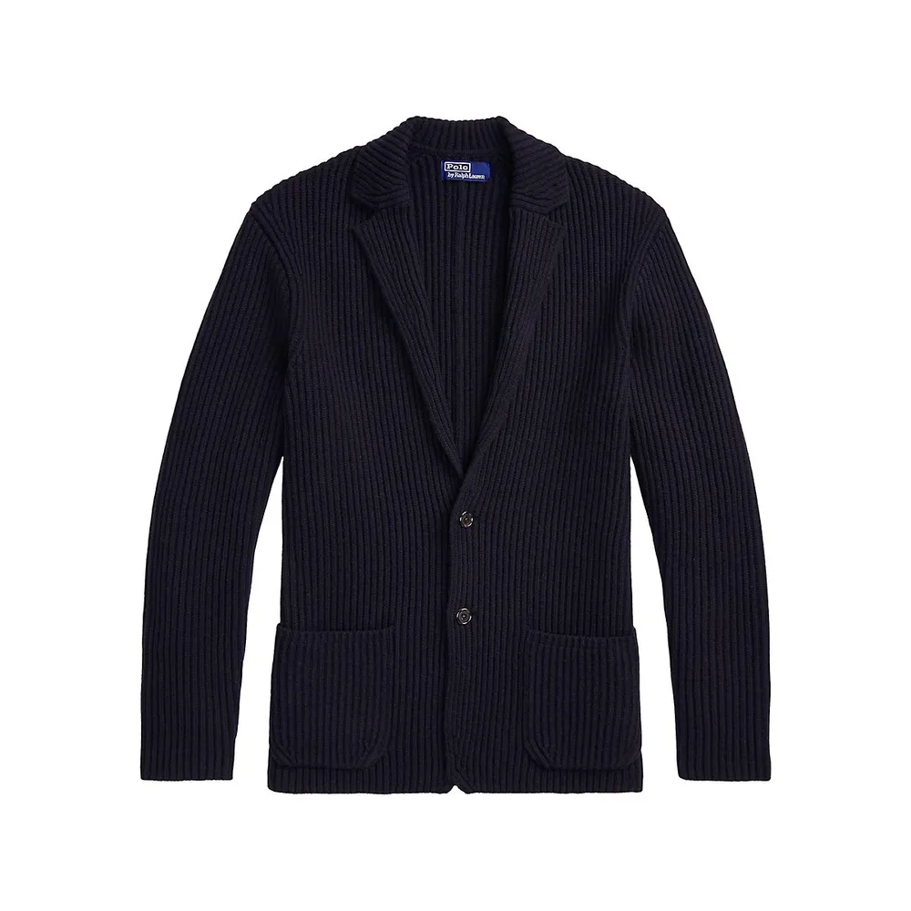 Wool-Blend Blazer Cardigan