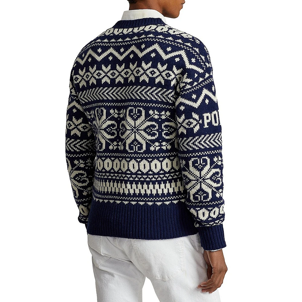 Snowflake-Print Wool-Blend Sweater