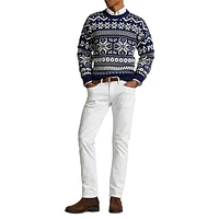 Snowflake-Print Wool-Blend Sweater