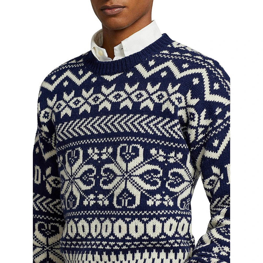 Snowflake-Print Wool-Blend Sweater