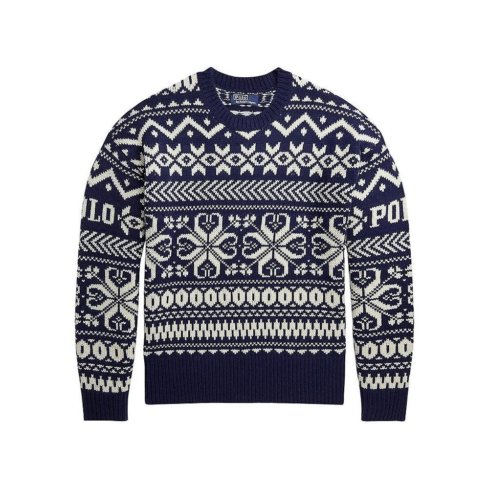 Snowflake-Print Wool-Blend Sweater