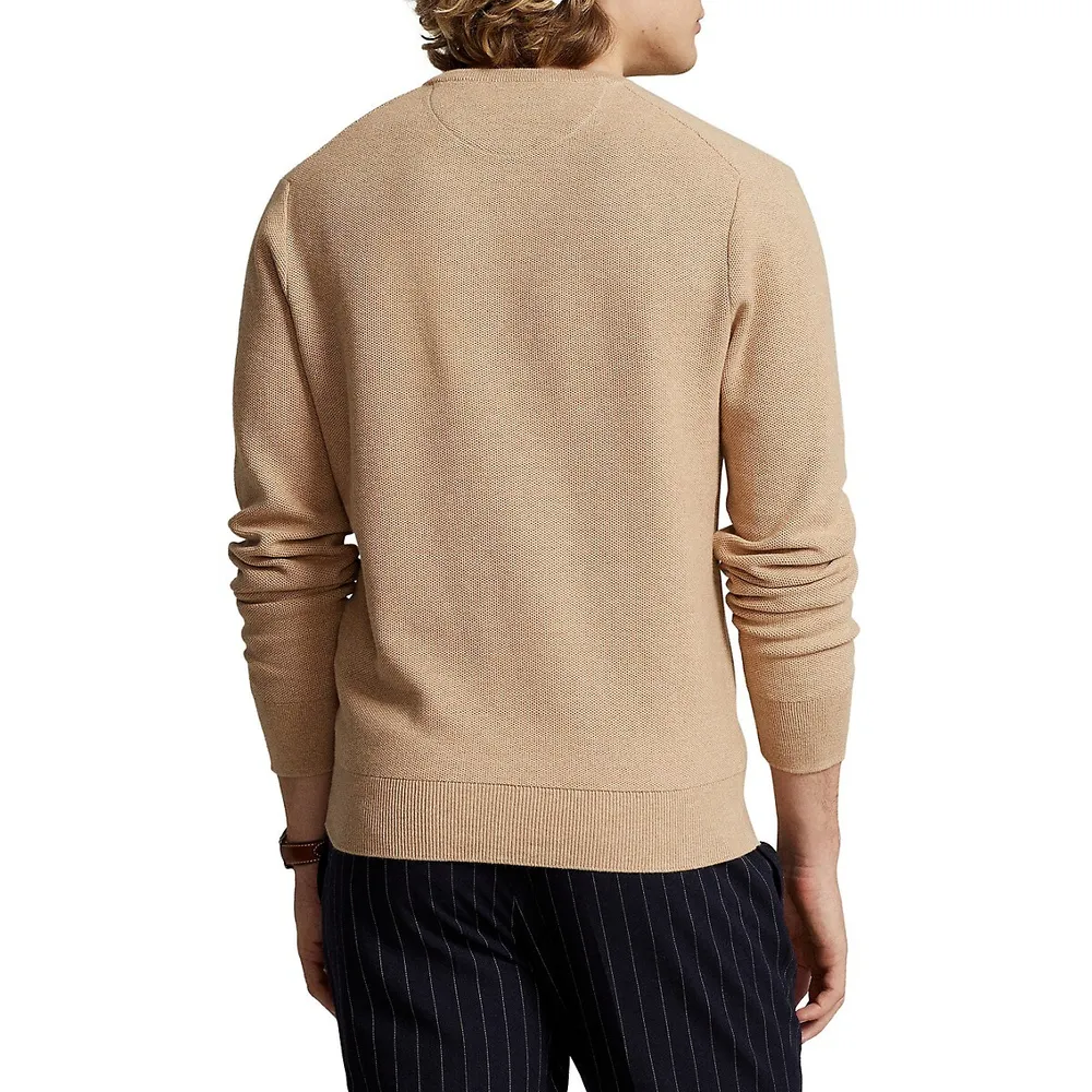 Textured Cotton Crewneck Sweater