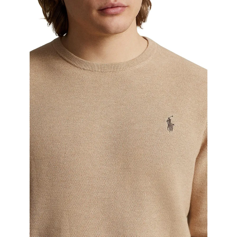 Textured Cotton Crewneck Sweater