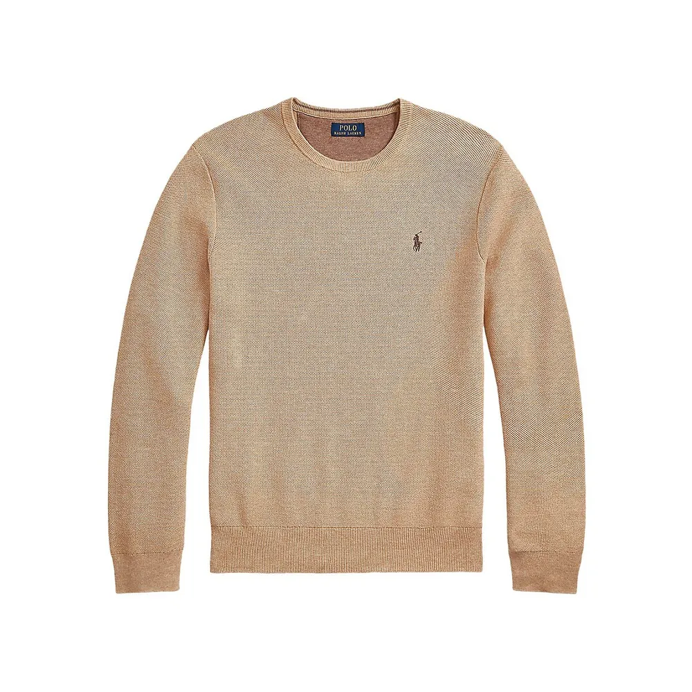 Textured Cotton Crewneck Sweater