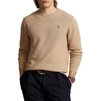 Textured Cotton Crewneck Sweater