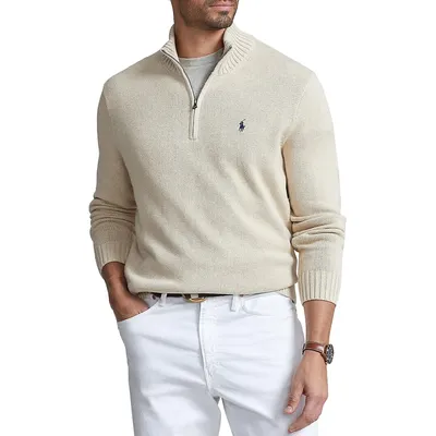 Big & Tall Combed Cotton Quarter-Zip Sweater