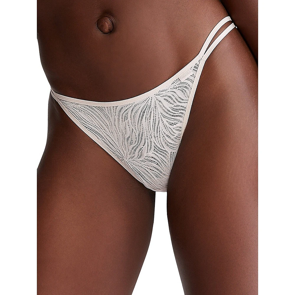 Sheer Marquisette With Lace High Leg Tanga Panty