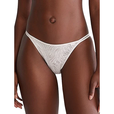 Sheer Marquisette With Lace High Leg Tanga Panty