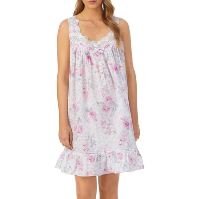 Eileen Lace-Trimmed Floral Cotton Lawn Nightgown