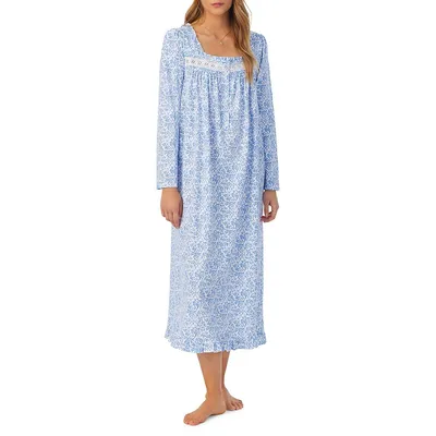 Cotton Jersey Long-Sleeve Nightgown