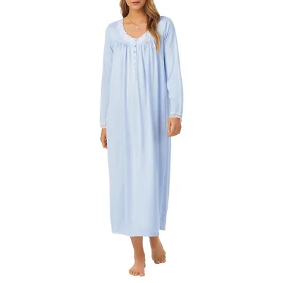 Soft Knit Lace-Trim Nightgown