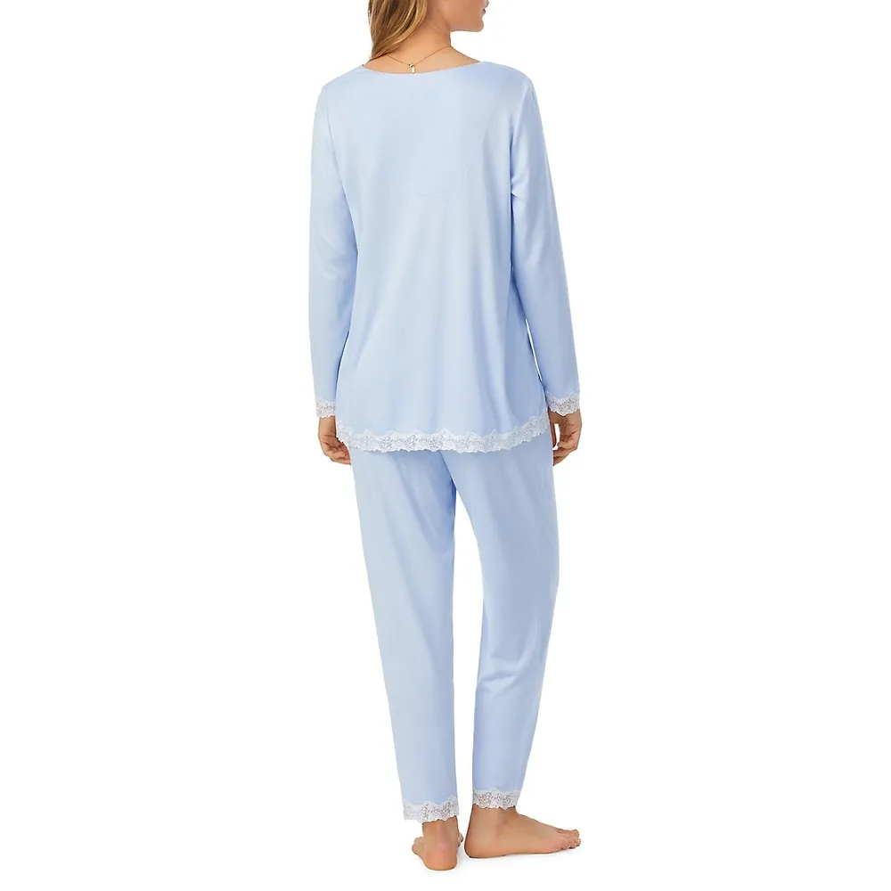 2-Piece Lace-Trim Sweater and Leggings Pyjama Set