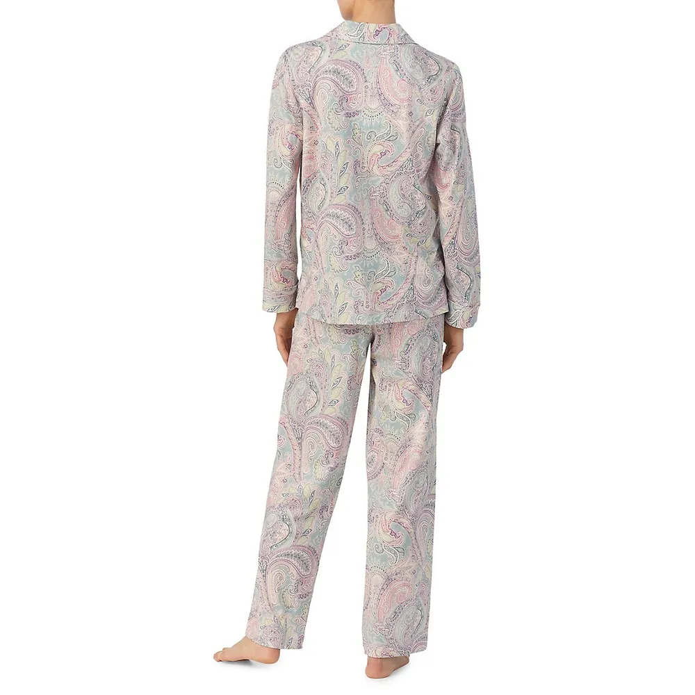 Lauren by Ralph Lauren soft knit long pajama set in pink