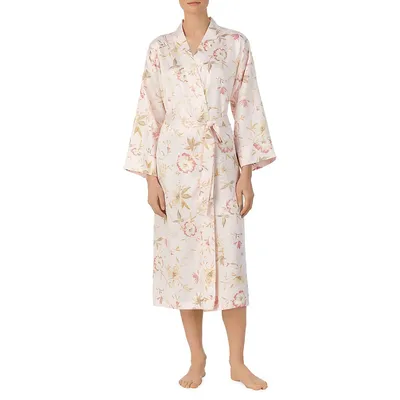 Shawl Collar Satin Clipped Robe
