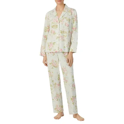 Pyjama deux pièces en satin fleuri