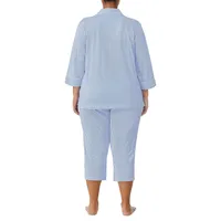 Plus 2-Piece Three-Quarter Sleeve & Capri Pyjama Set