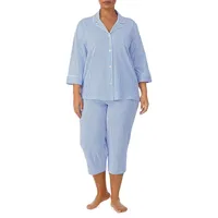 Plus 2-Piece Three-Quarter Sleeve & Capri Pyjama Set