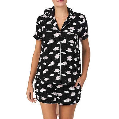 2-Piece Printed Set Black Boxer-Short Pyjama