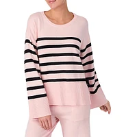 2-Piece Striped Knit Top & Solid Pull-On Pants Pyjama Set