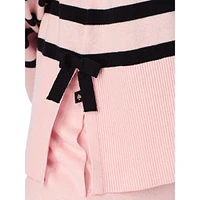 2-Piece Striped Knit Top & Solid Pull-On Pants Pyjama Set