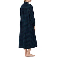 Peter Pan-Collar Cotton Flannel Long Nightgown