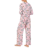 2-Piece Printed Long-Sleeve Crewneck Pyjama Set