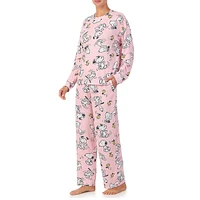 2-Piece Printed Long-Sleeve Crewneck Pyjama Set