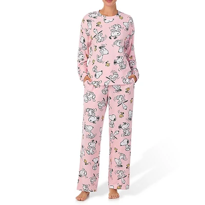 2-Piece Printed Long-Sleeve Crewneck Pyjama Set