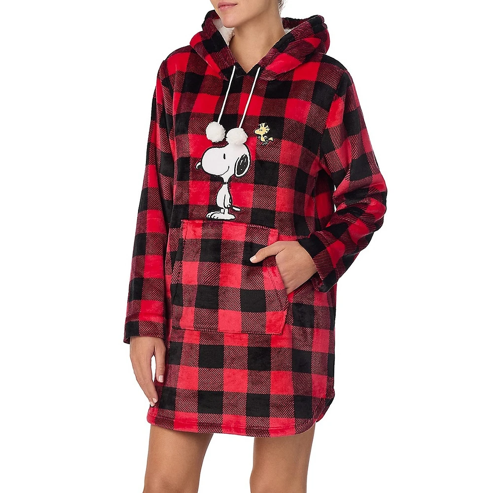 Buffalo Check Long-Sleeve Tunic Hoodie