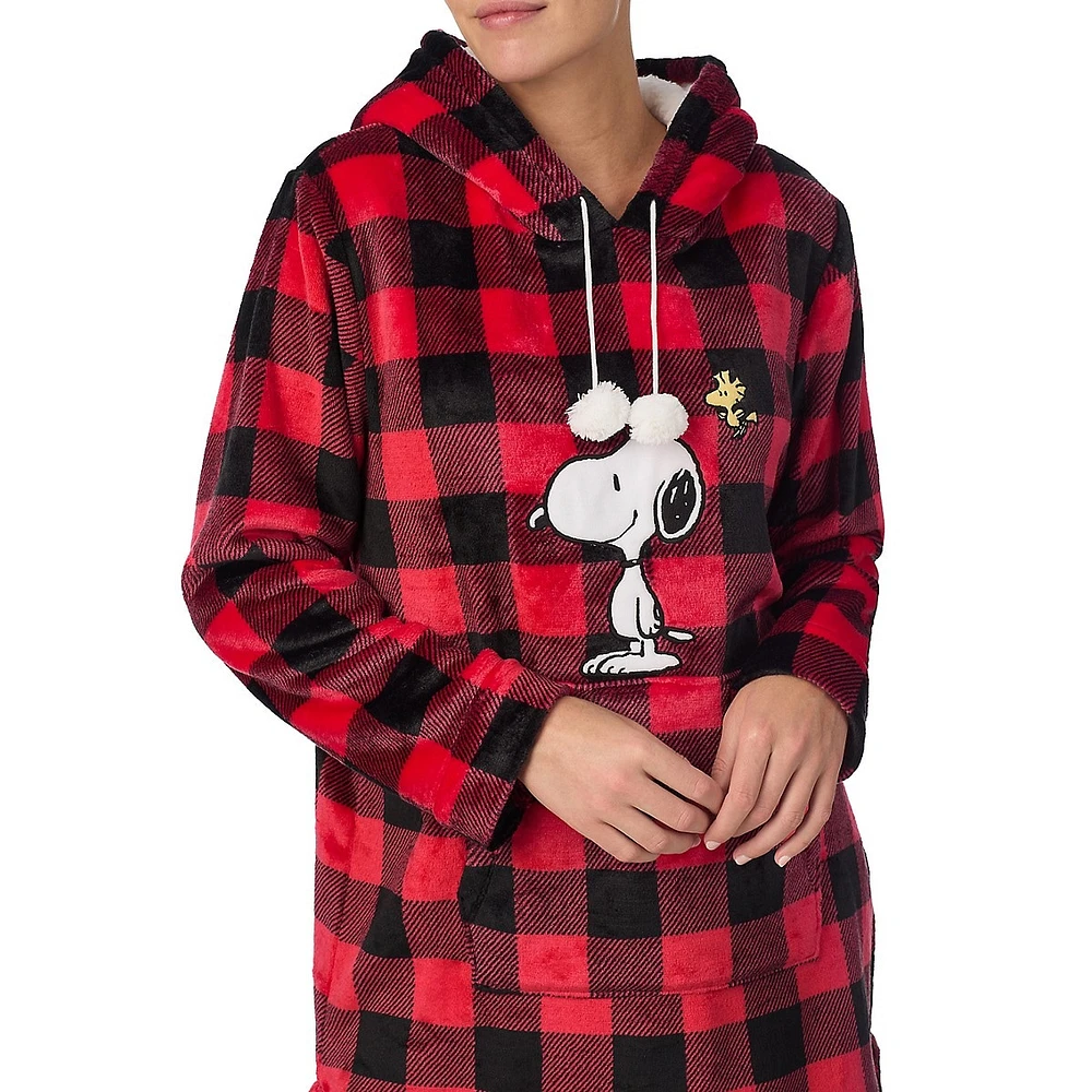 Buffalo Check Long-Sleeve Tunic Hoodie