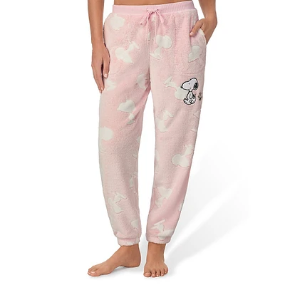 Snoopy-Print Plush Jogger-Style Pyjama Pants