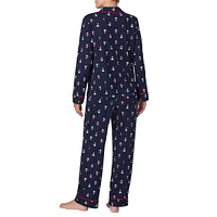 2-Piece Snoopy-Print Notched Top & Pants Pyjama Set