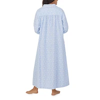 Petite Peter Pan-Collar Cotton Flannel Long Nightgown