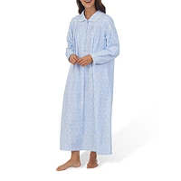 Petite Peter Pan-Collar Cotton Flannel Long Nightgown