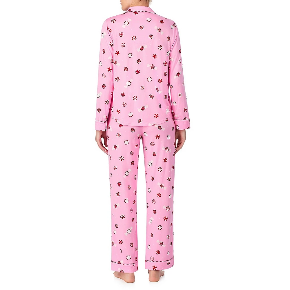 2-Piece Seasonal-Print Top & Pant Pyjama Set