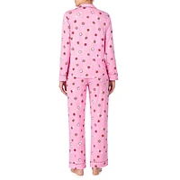 2-Piece Seasonal-Print Top & Pant Pyjama Set