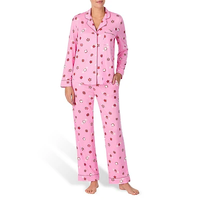2-Piece Seasonal-Print Top & Pant Pyjama Set