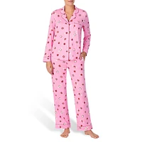 2-Piece Seasonal-Print Top & Pant Pyjama Set