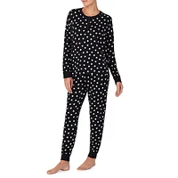 2-Piece Dotted Henley Top & Pull-On Pants Pyjama Set