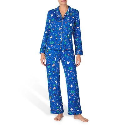 2-Piece Seasonal-Print Top & Pant Pyjama Set