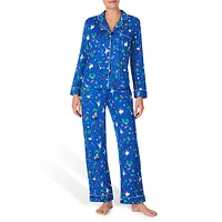 2-Piece Seasonal-Print Top & Pant Pyjama Set