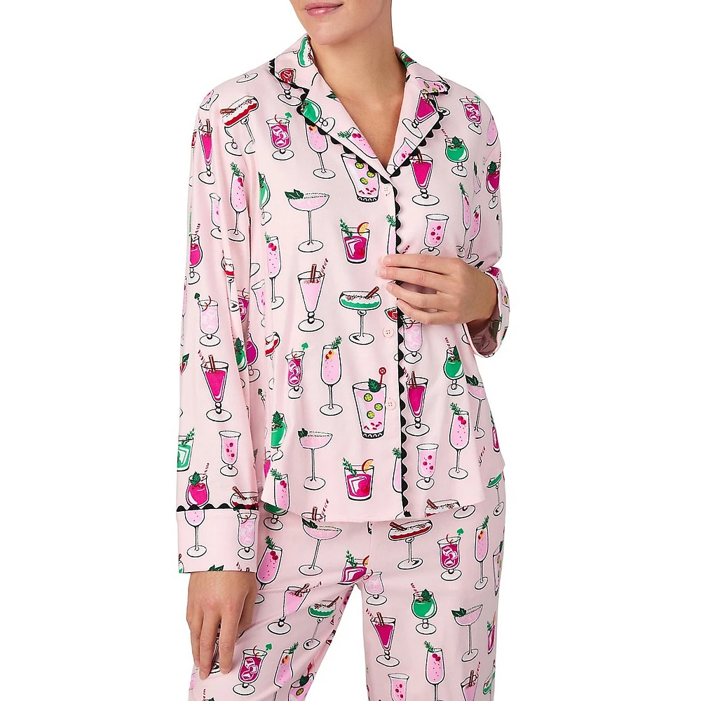 2-Piece Chic-Print Top & Pant Pyjama Set