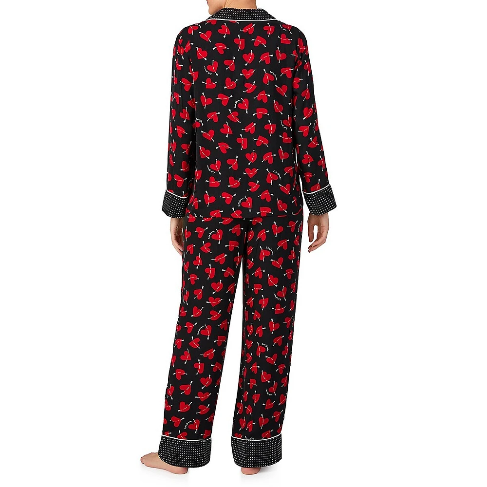 2-Piece Printed Notch Pyjama Set