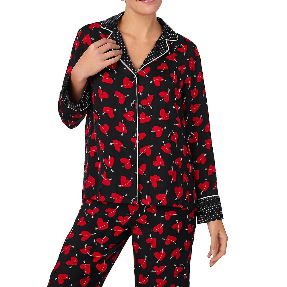 2-Piece Printed Notch Pyjama Set